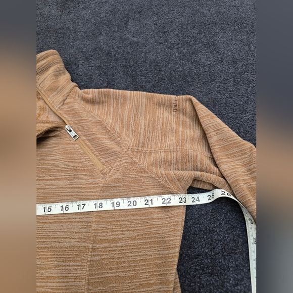 AVALANCHE  Women's  Xl Brown Fleece Jacket Diagonal Neck Zipper Whit Pockets - Picture 6 of 13